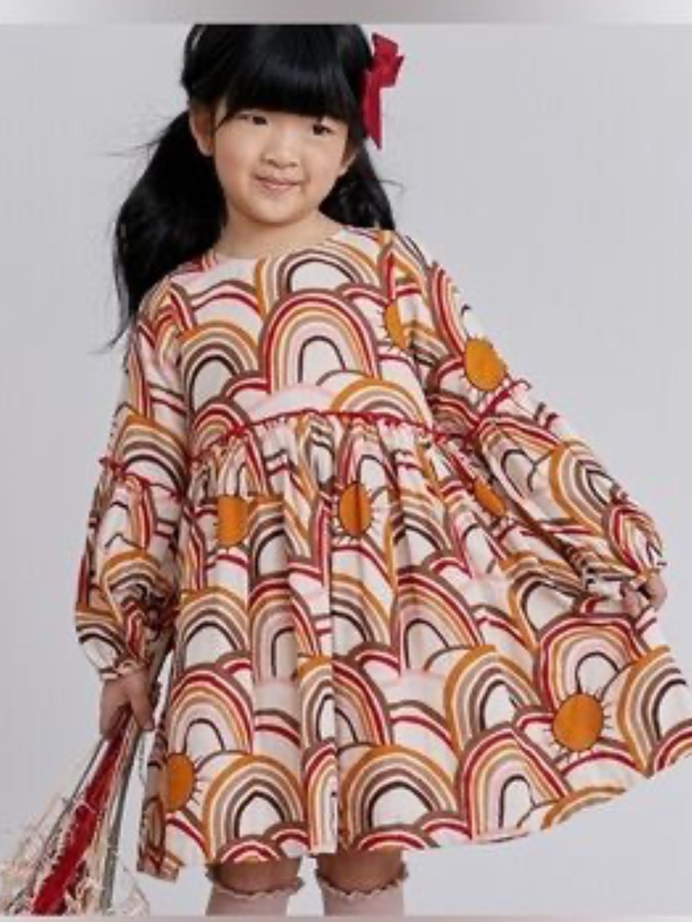 Pink Chicken Pink Rainbow & Sun-Print Long-Sleeve Dress NWT